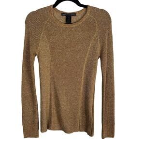 Marc by Marc Jacobs Womens Medium M Metallic Tarnished Brass Knit Sweater Crew